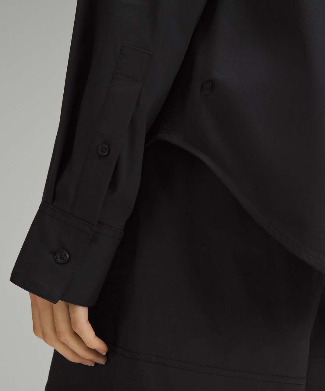 Cotton blend poplin button down shirt