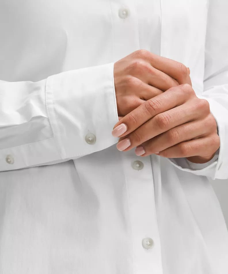 Cotton blend poplin button down shirt