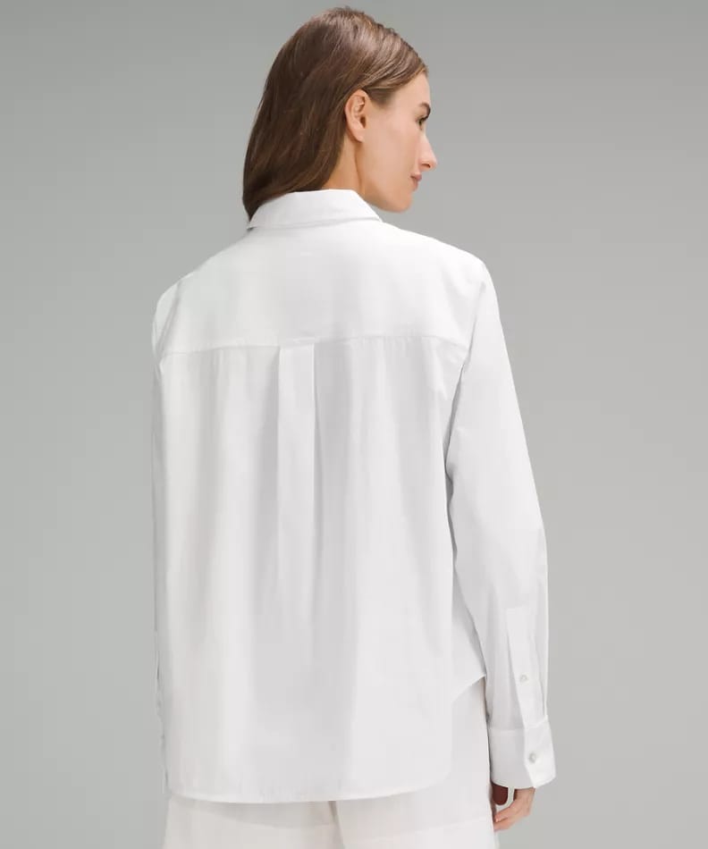 Cotton blend poplin button down shirt