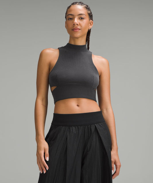 Ribbed softstreme mockneck cropped tank top