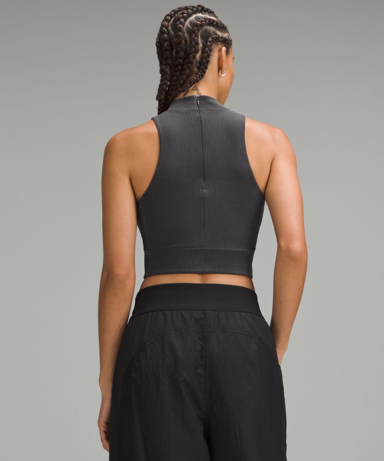 Ribbed softstreme mockneck cropped tank top