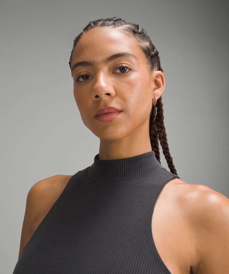 Ribbed softstreme mockneck cropped tank top